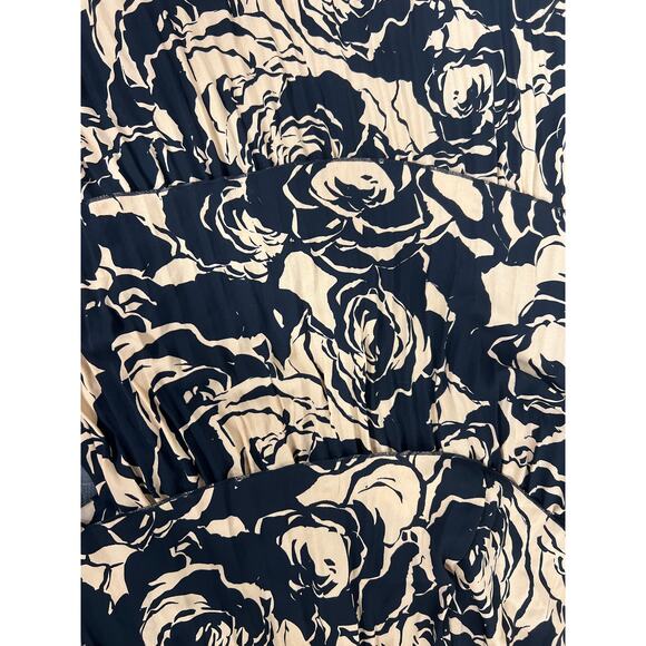 NWT Chico’s Black Label Sz6 Black Tan Floral Pleat Tiered Long Sleeve Midi Dress - Picture 4 of 4